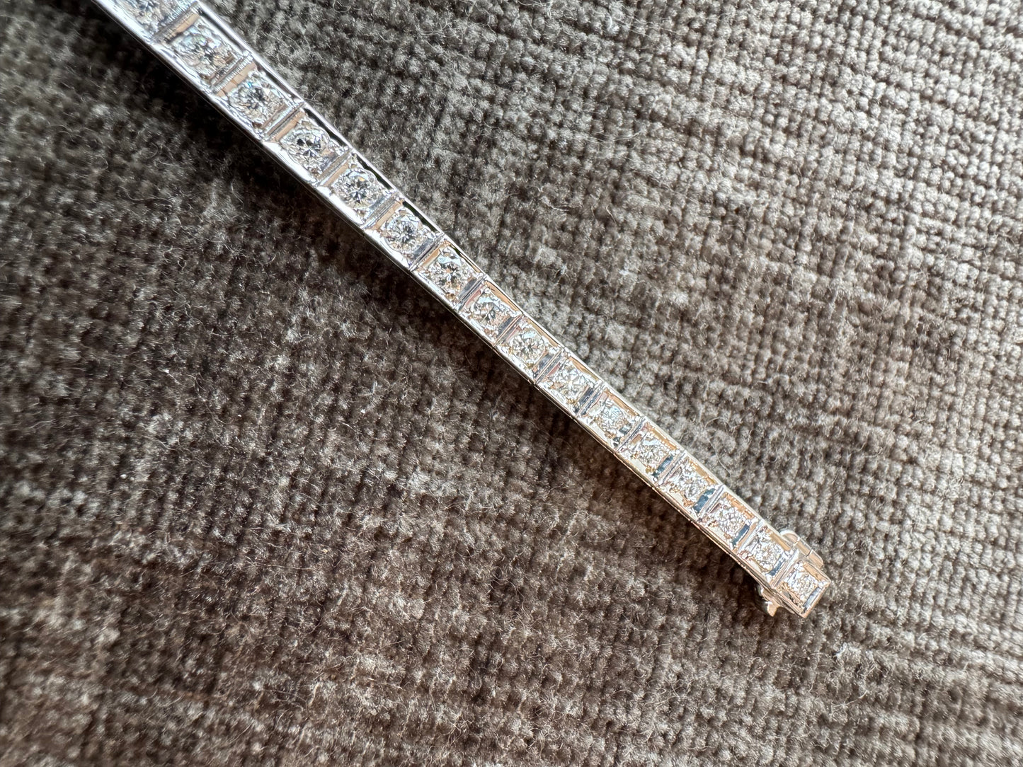 Vintage 14k Solid White Gold & 3.06 Carat Natural Diamond Bracelet