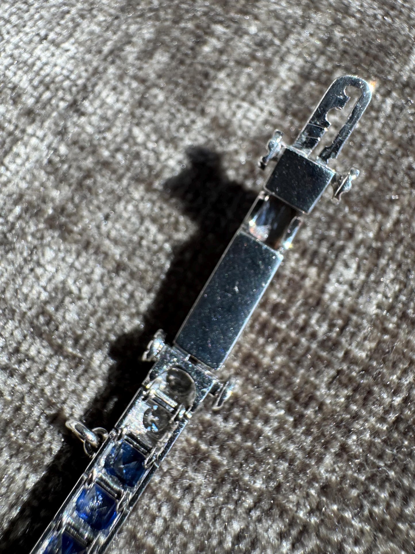 Solid Platinum Natural 9 Carat Sapphire & 2 Carat Diamond Bracelet