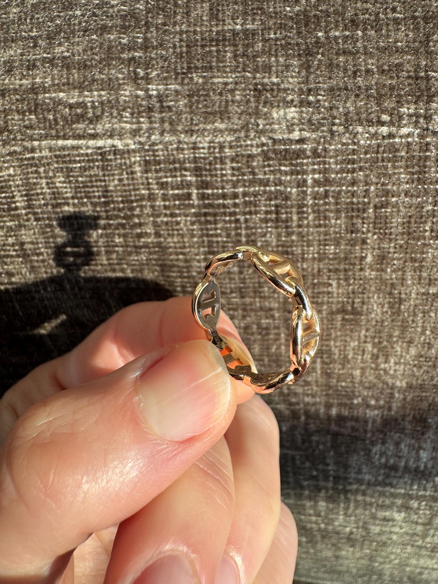 Authentic Hermès Chaine d’Ancre Enchaînée Ring — Small Model | 18k Rose Gold