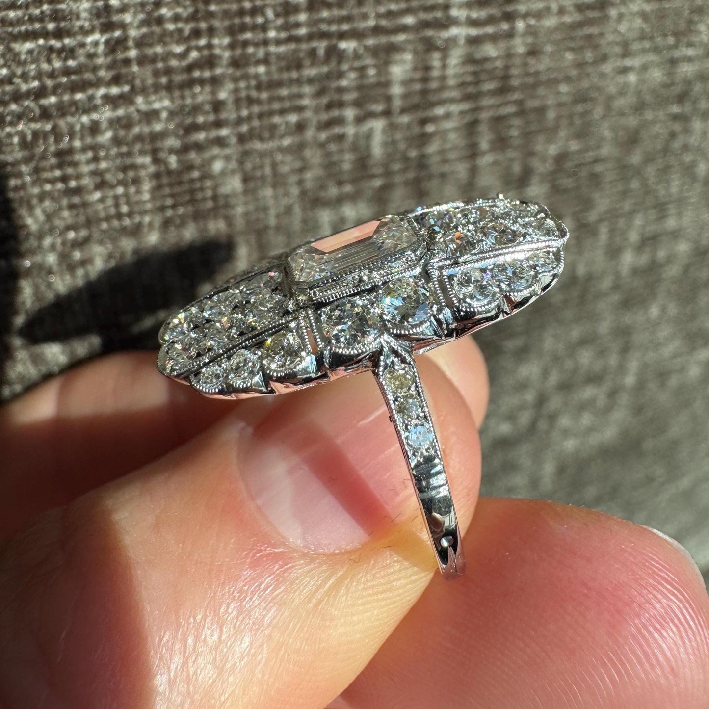 Stunning Art Deco Solid Platinum Natural 2 CTW Diamond Ring