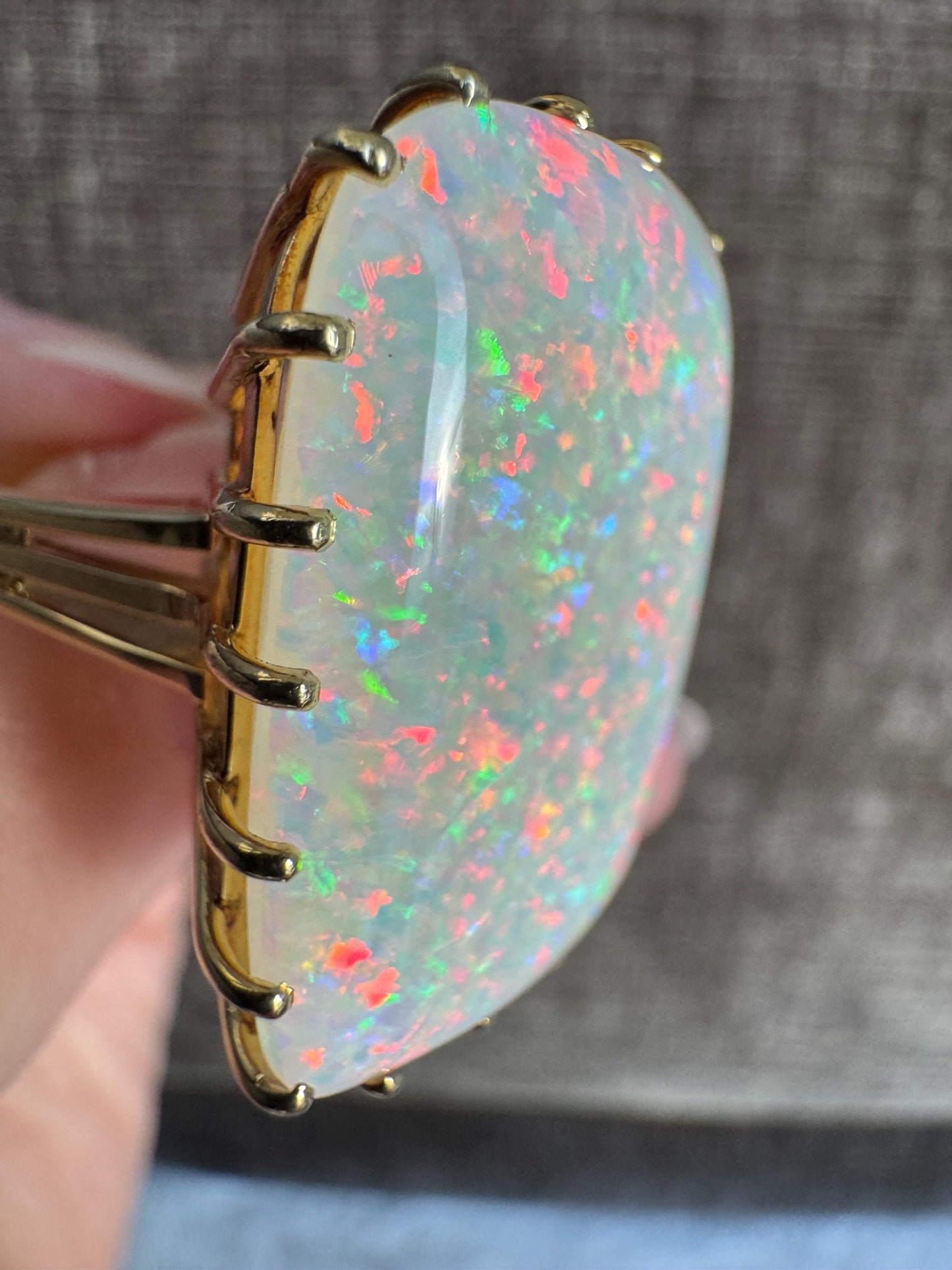 GIA Certified 24ct Opal Ring | Vintage 14k Gold Statement Jewelry