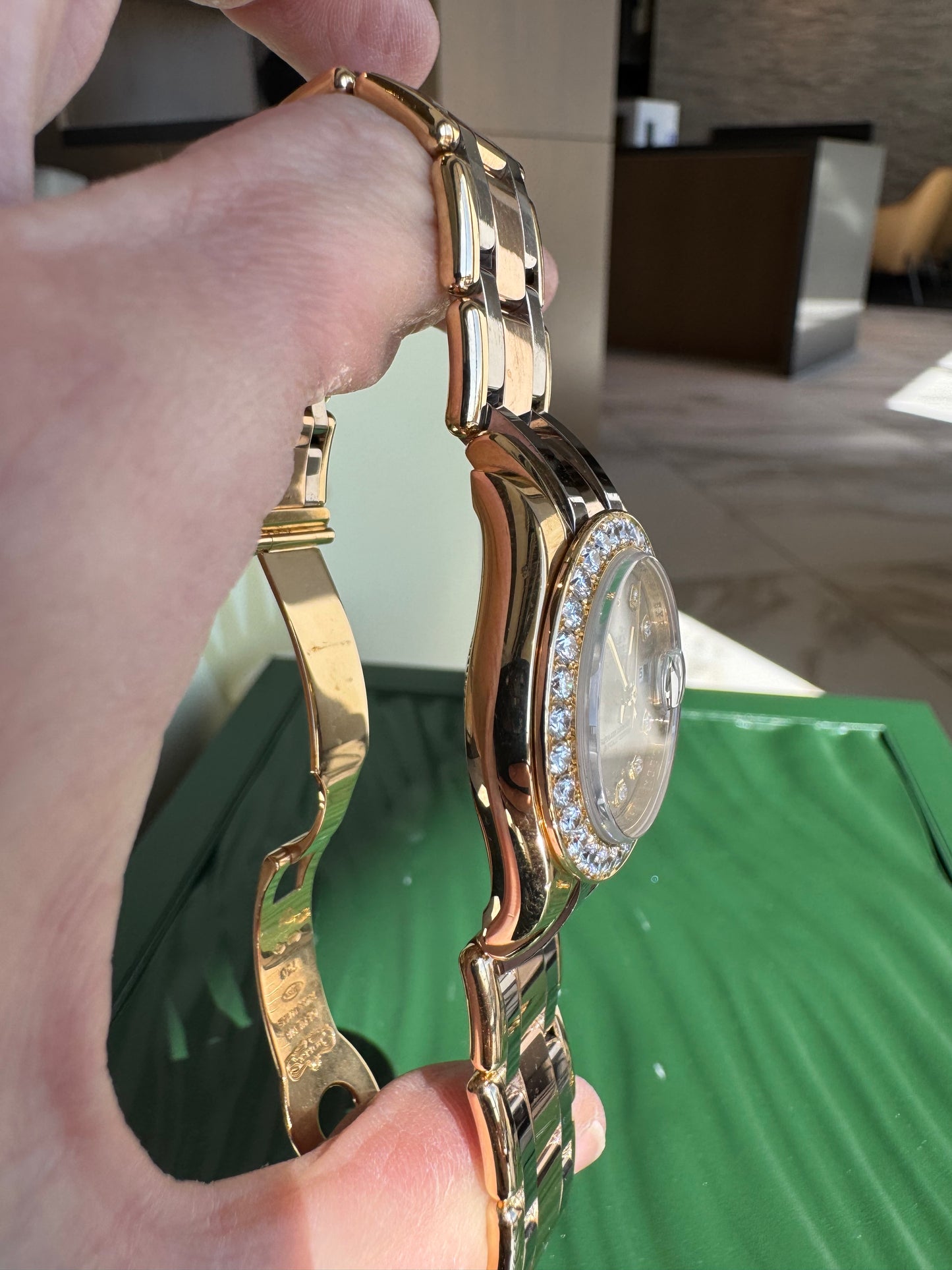 Rolex Pearlmaster Masterpiece 29mm Tridor Gold Diamond Watch | Ref 80298 | Steel Diamond Dial | 32 Diamond Bezel | Luxury Rolex Ladies Watch