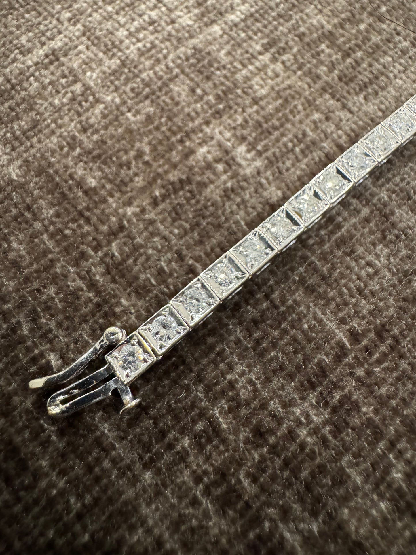 14k Solid White Gold & Natural Diamond Tennis Bracelet