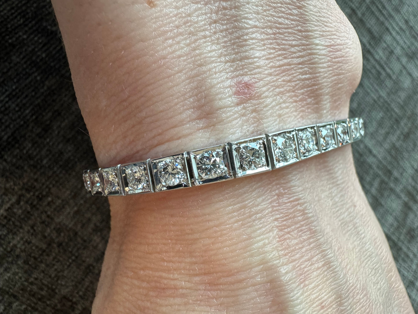 Vintage 14k Solid White Gold & 3.06 Carat Natural Diamond Bracelet