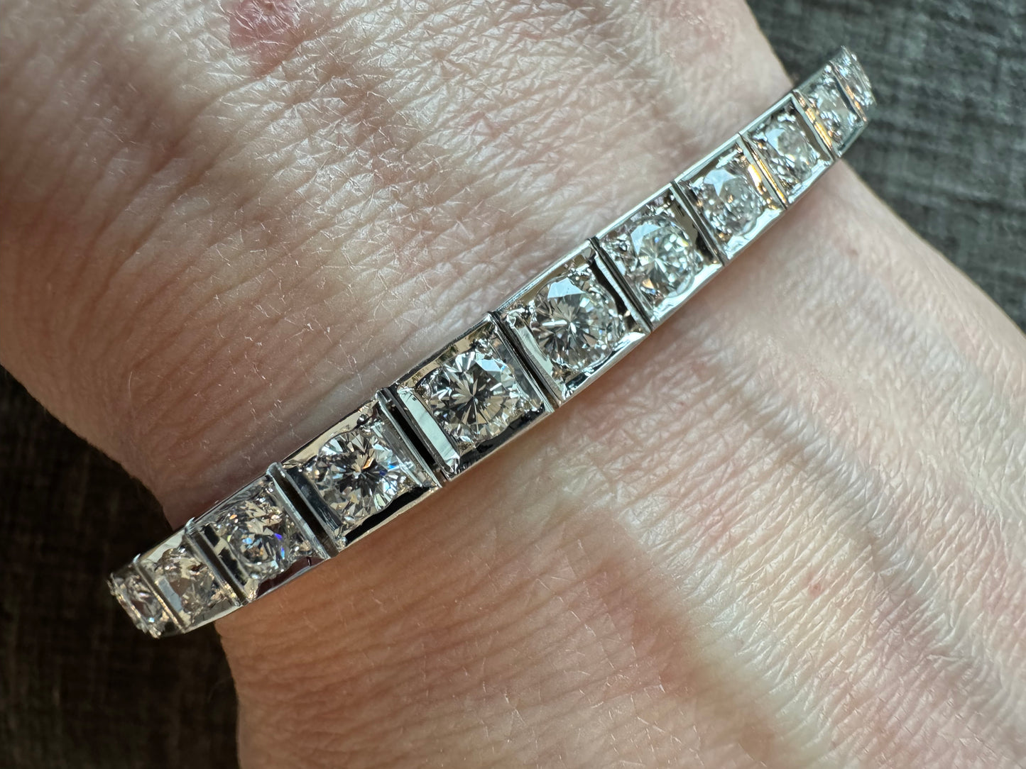 Vintage 14k Solid White Gold & 3.06 Carat Natural Diamond Bracelet