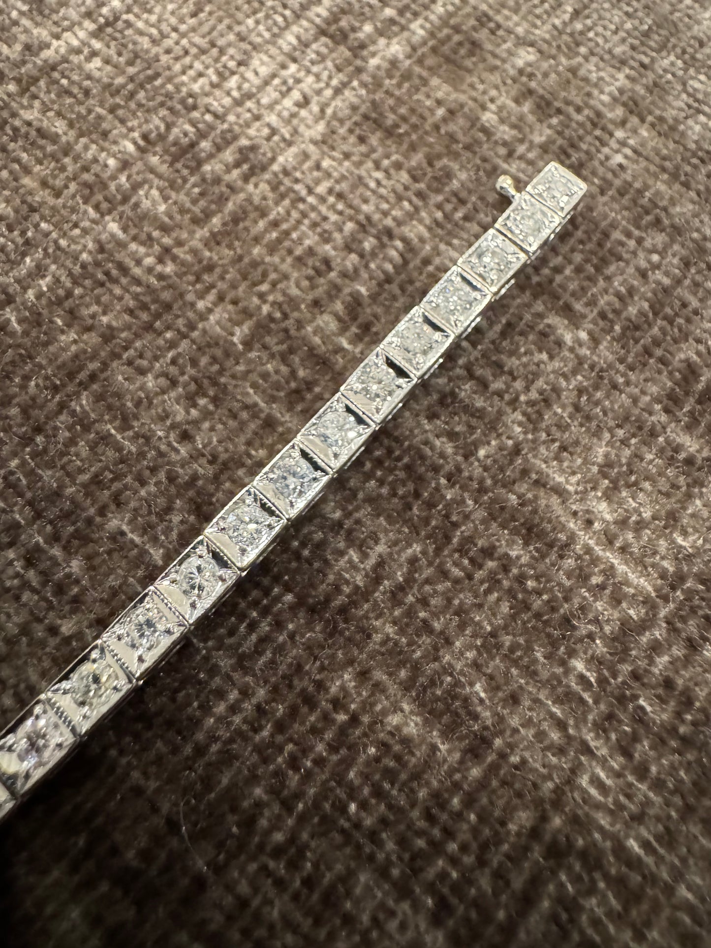 14k Solid White Gold & Natural Diamond Tennis Bracelet