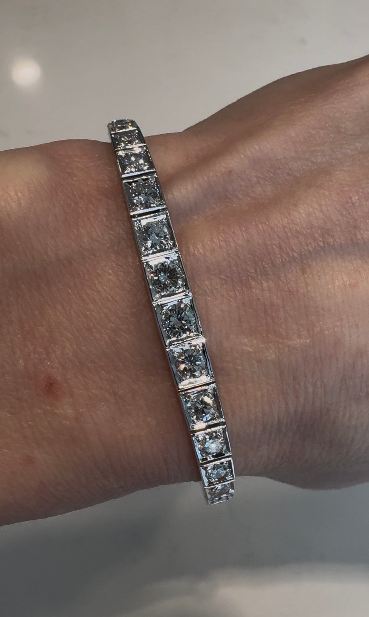 Vintage 14k Solid White Gold & 3.06 Carat Natural Diamond Bracelet