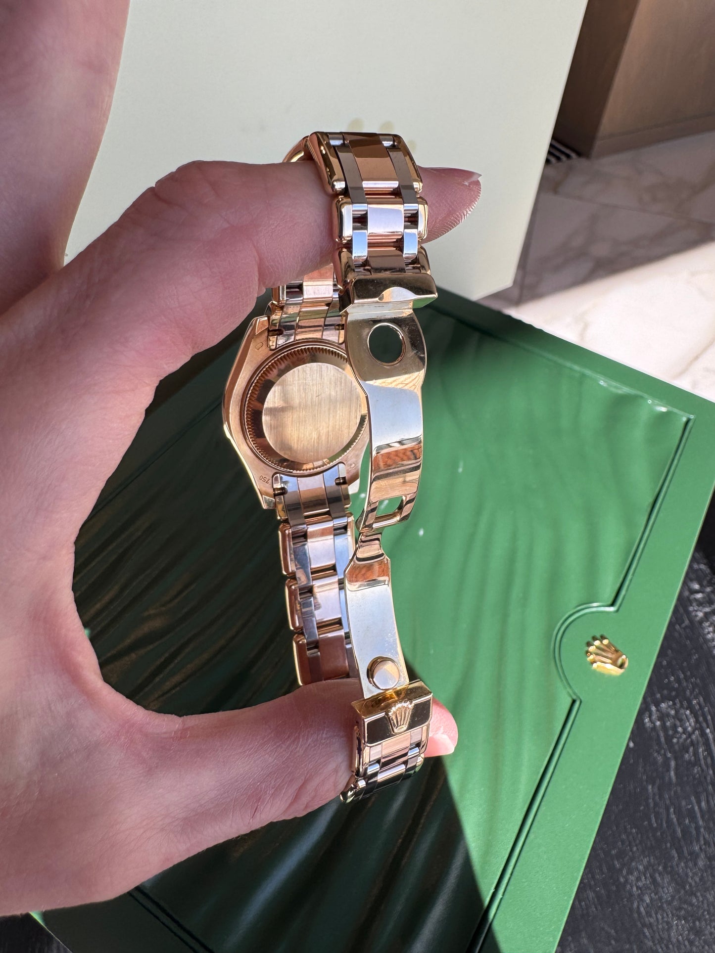 Rolex Pearlmaster Masterpiece 29mm Tridor Gold Diamond Watch | Ref 80298 | Steel Diamond Dial | 32 Diamond Bezel | Luxury Rolex Ladies Watch