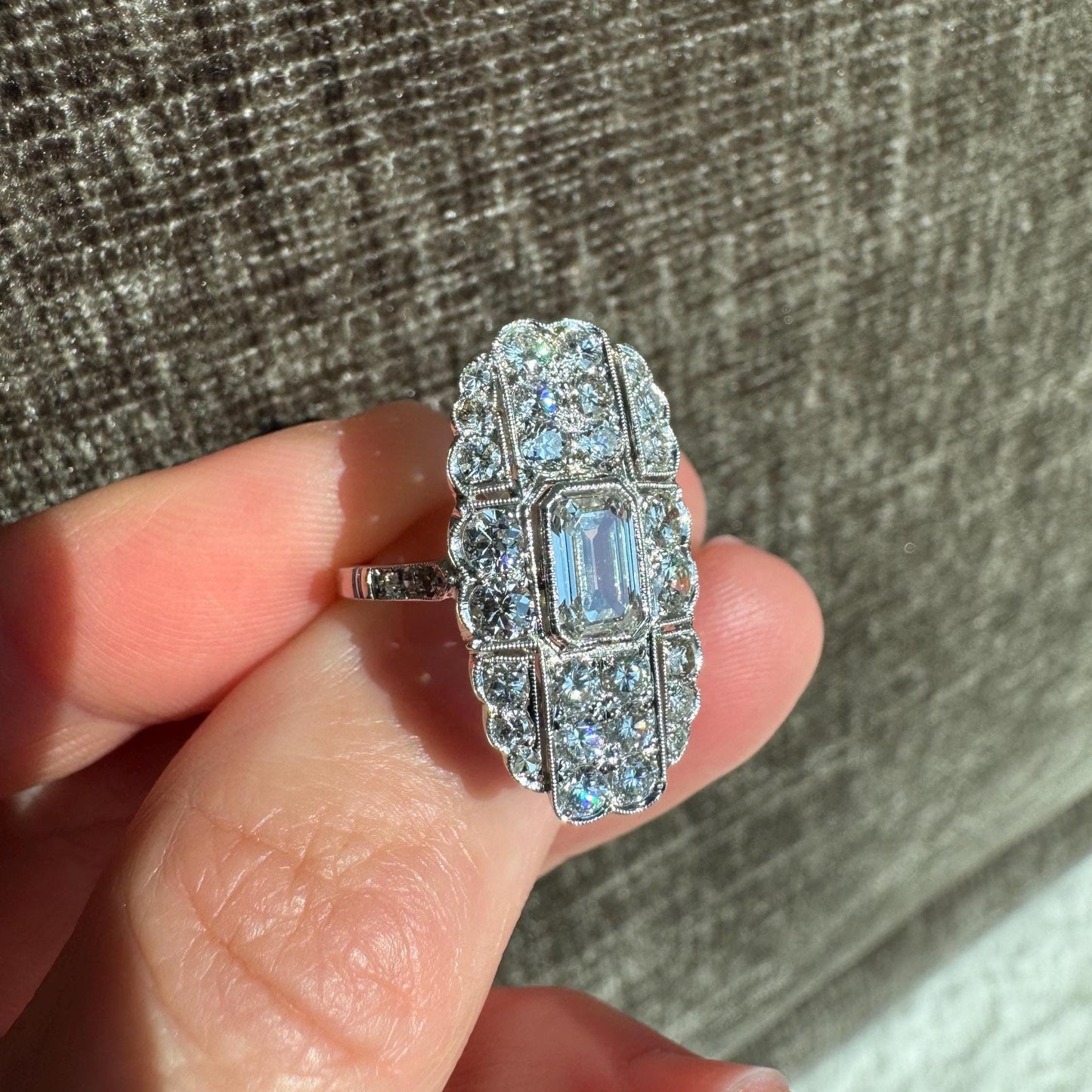 Stunning Art Deco Solid Platinum Natural 2 CTW Diamond Ring