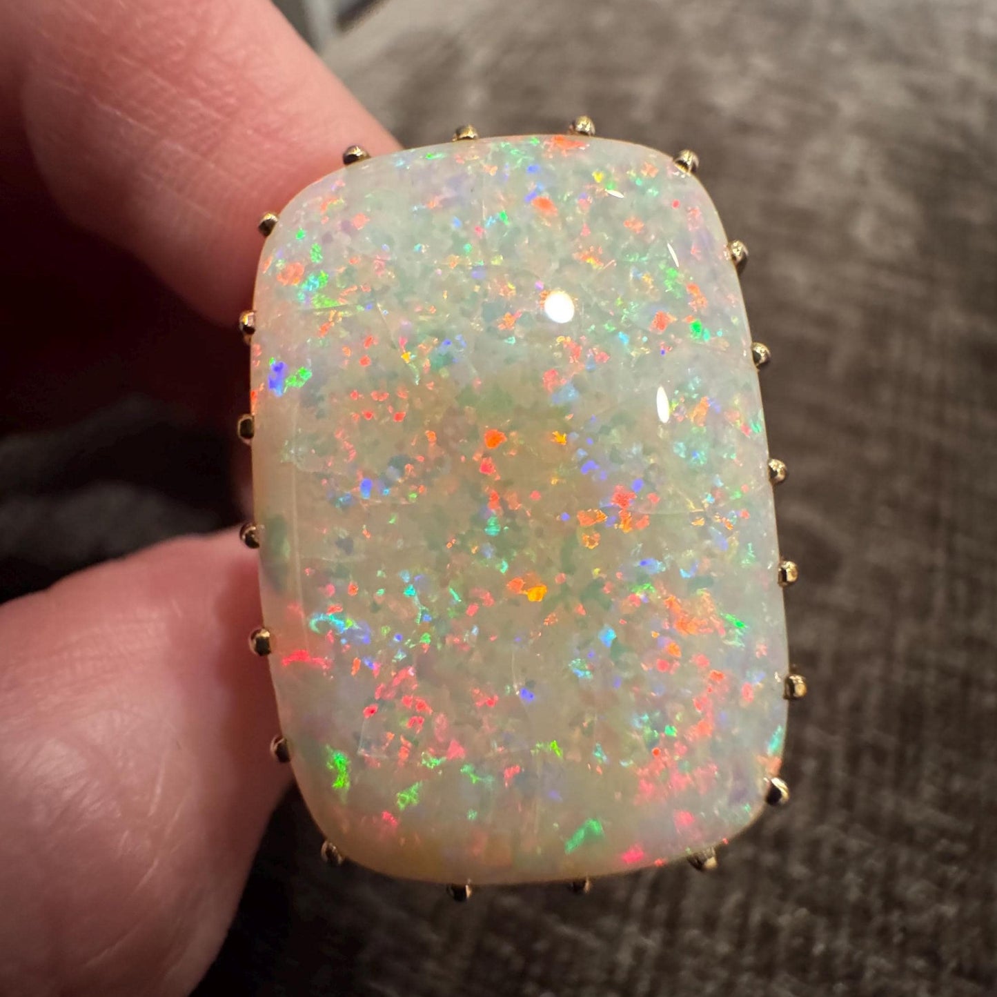 GIA Certified 24ct Opal Ring | Vintage 14k Gold Statement Jewelry