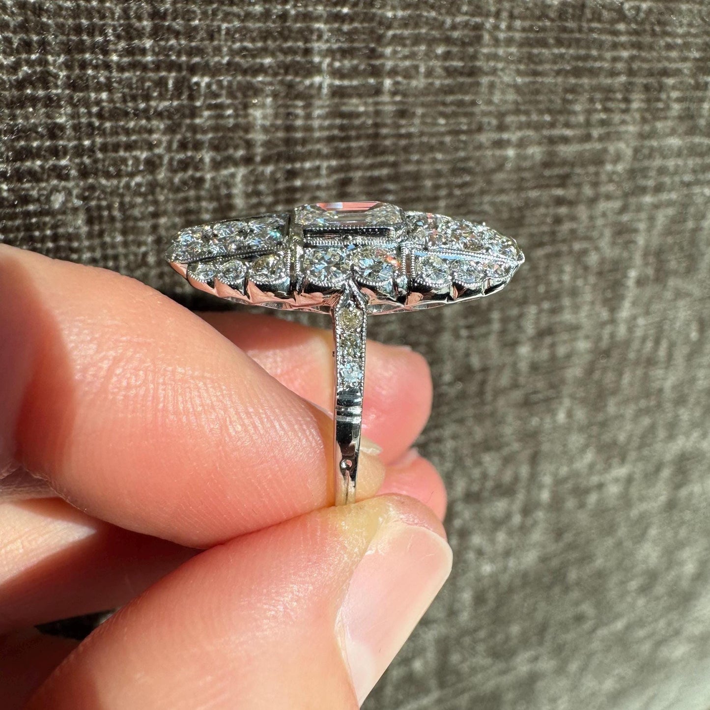 Stunning Art Deco Solid Platinum Natural 2 CTW Diamond Ring