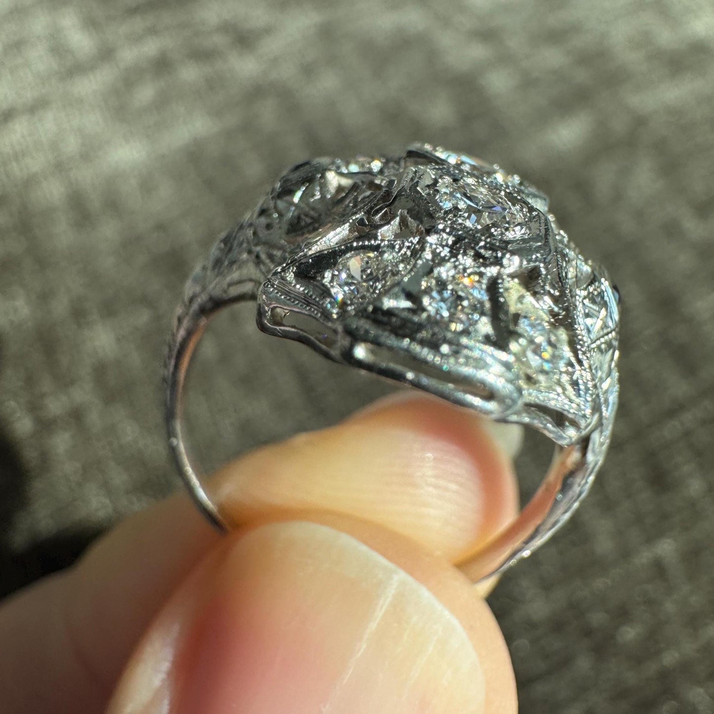 Art Deco Platinum Diamond & Sapphire Ring