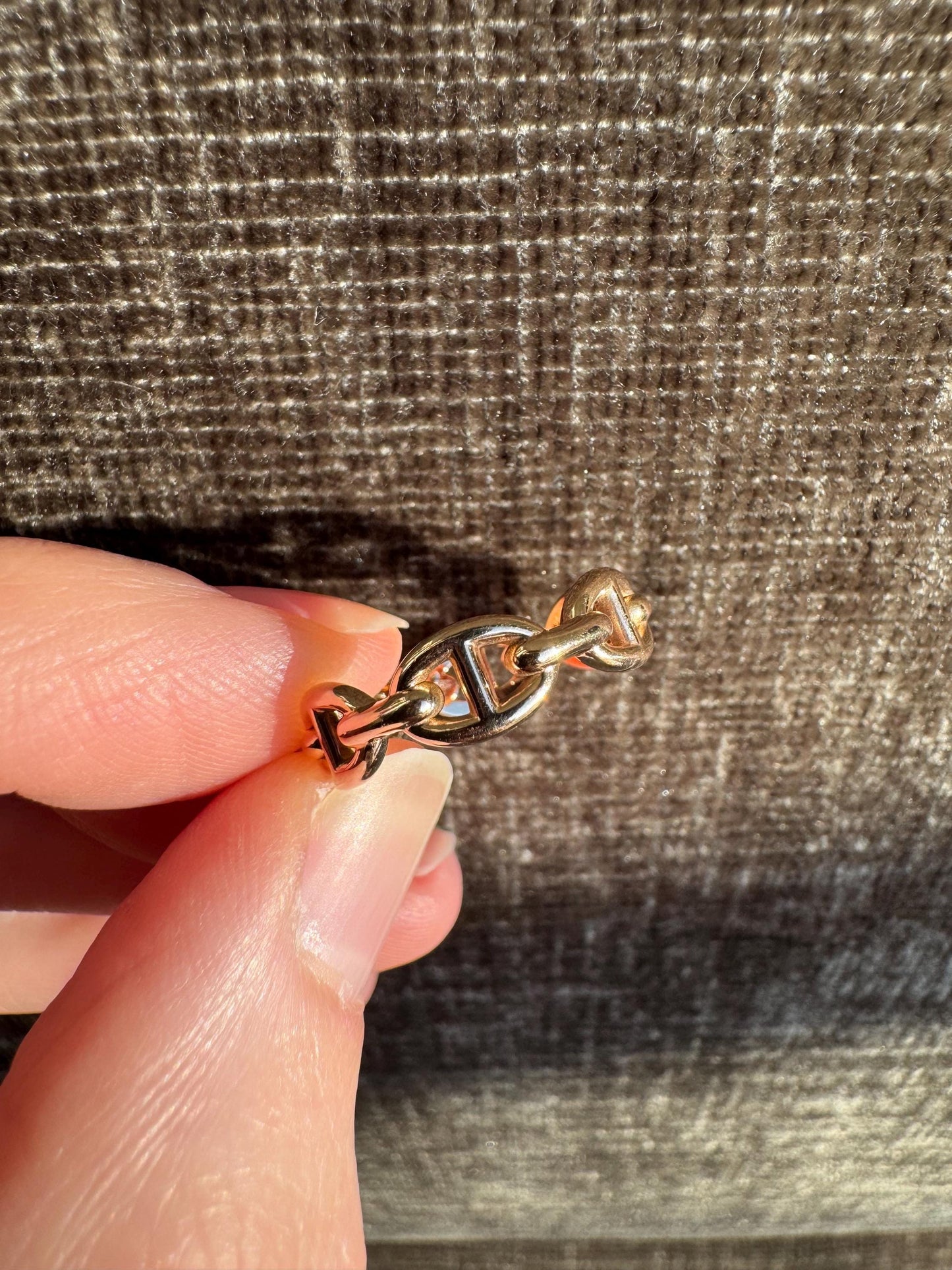 Authentic Hermès Chaine d’Ancre Enchaînée Ring — Small Model | 18k Rose Gold