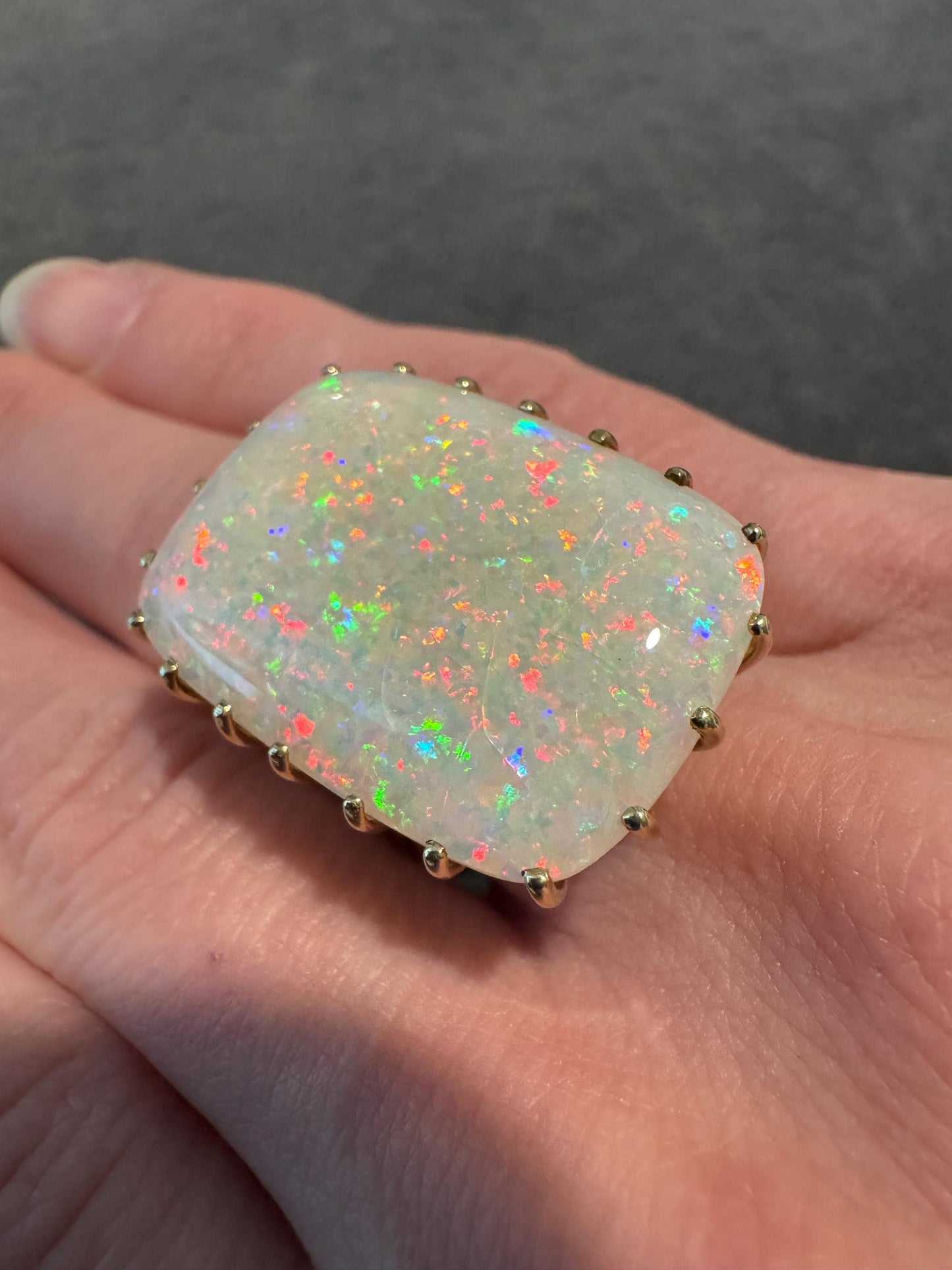 GIA Certified 24ct Opal Ring | Vintage 14k Gold Statement Jewelry