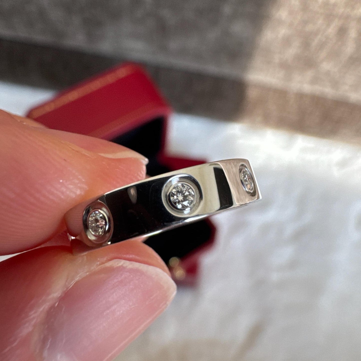 Authentic Cartier 18k White Gold 8 Diamond Love Ring