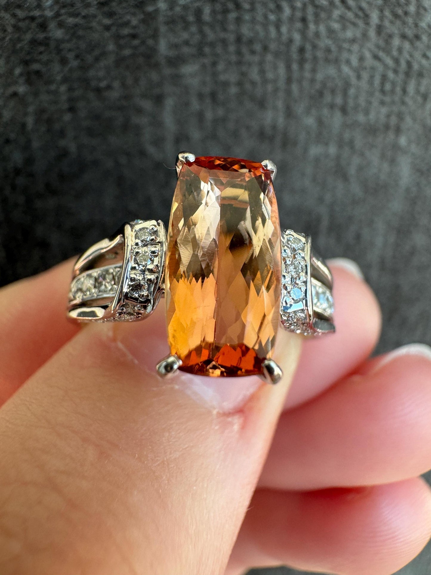 Beautiful Solid Platinum 2.62 Carat Natural Topaz and Diamond Ring