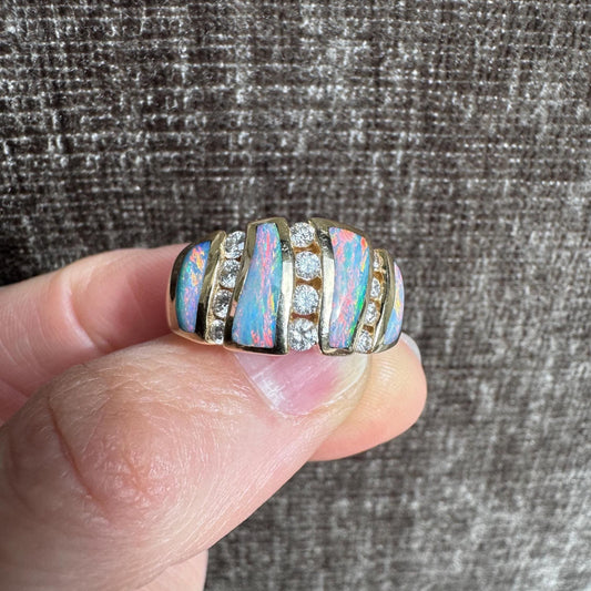 Kabana Australian Opal & Diamond Ring: 14k Gold Na Hoku Fine Jewelry