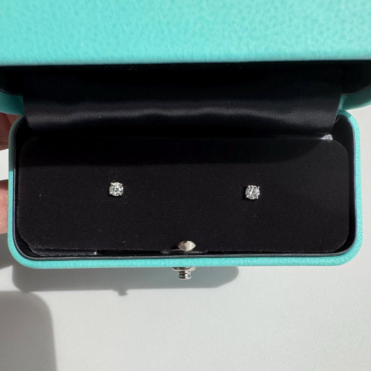 New Tiffany & Co. Platinum Diamond Stud Earrings .31ctw
