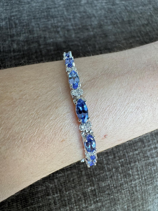 Le Vian Tanzanite & Diamond Tennis Bracelet: 14k White Gold Heirloom