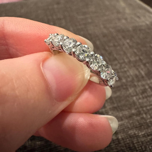 Tiffany & Co. Diamond Band Ring – Authentic 7 Stone Platinum Band, 1.25ctw, G–F Color VS Clarity, Signed Tiffany Estate Jewelry