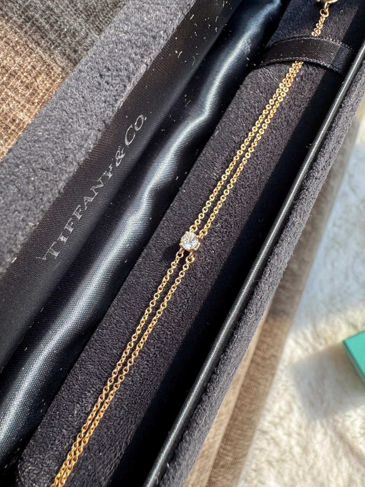 Tiffany & Co. 18K Rose Gold Solitaire Diamond Bracelet – 0.18 CTW