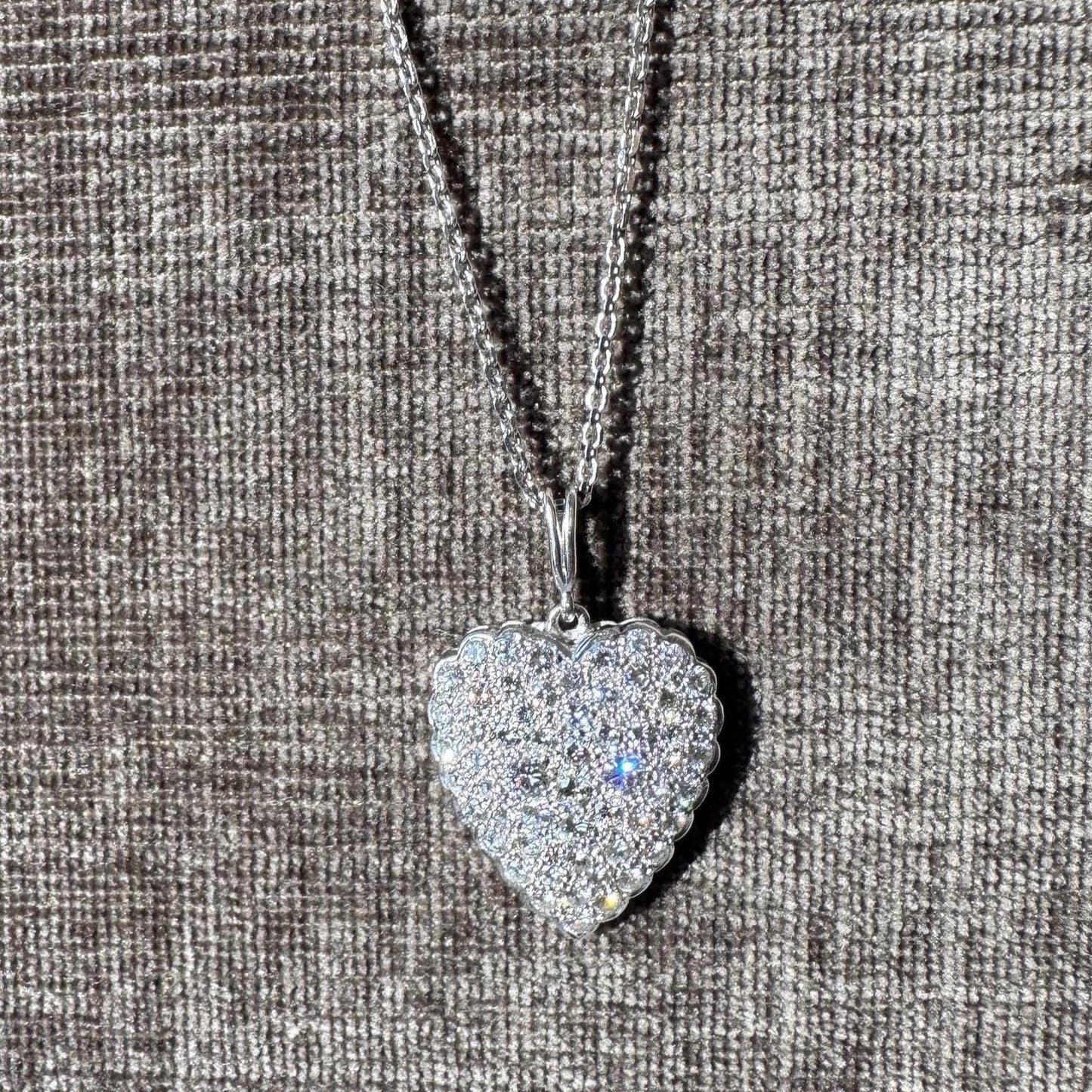 Vintage Platinum Diamond Heart Pendant Necklace | 4.5ctw VVS D-F Diamonds | PT850 Chain | 1980s-1990s Estate Jewelry