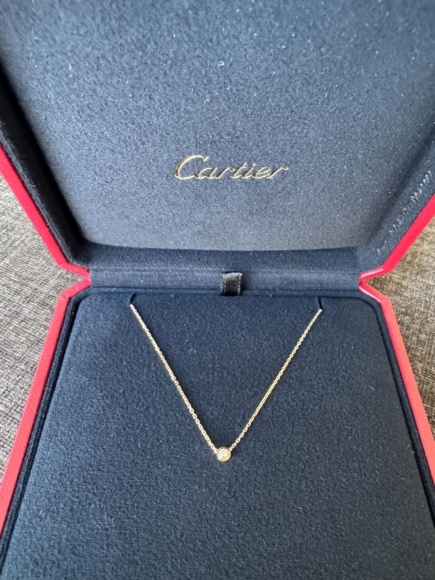 Authentic Cartier D’Amour Diamond Pendant Necklace – 18k Yellow Gold – Mini Model