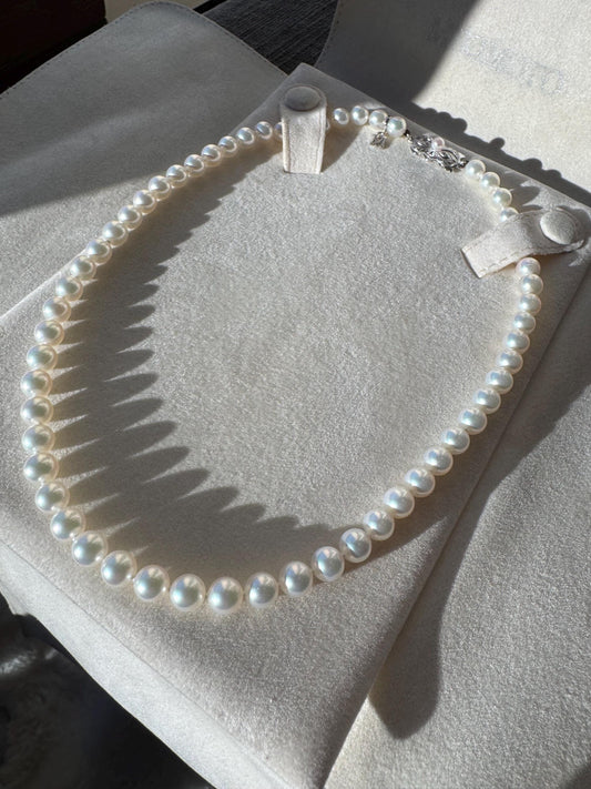 Mikimoto Cream Pearl Necklace: 18k White Gold Clasp, 16" Estate Jewelry