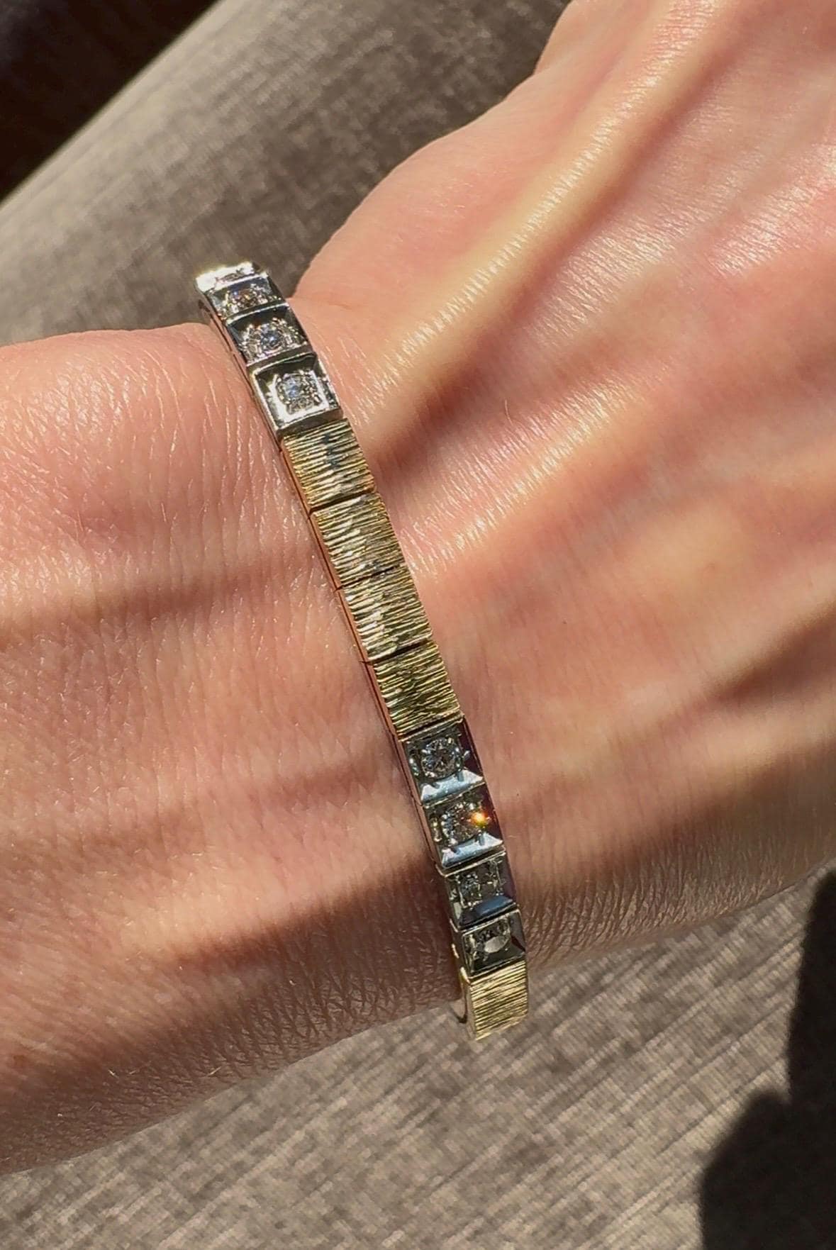 Vintage Two-Toned 14k Yellow & White Gold Diamond Bracelet