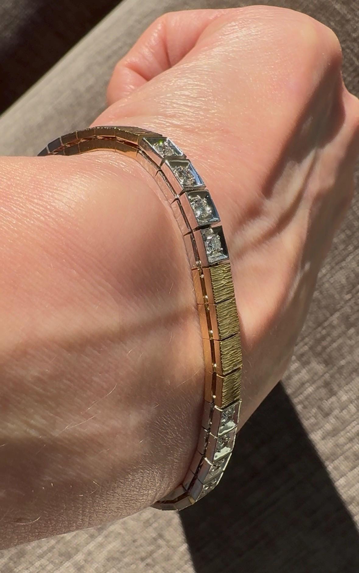 Vintage Two-Toned 14k Yellow & White Gold Diamond Bracelet