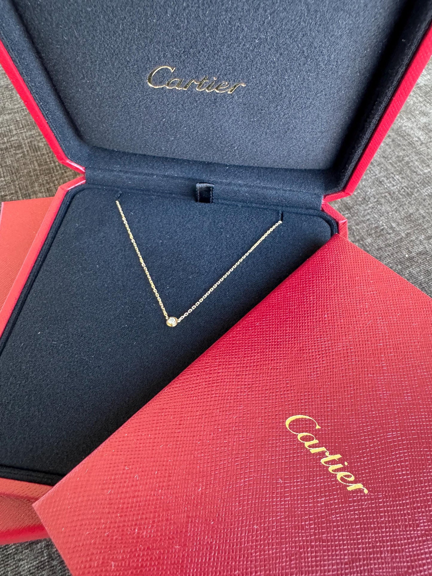 Authentic Cartier D’Amour Diamond Pendant Necklace – 18k Yellow Gold – Mini Model