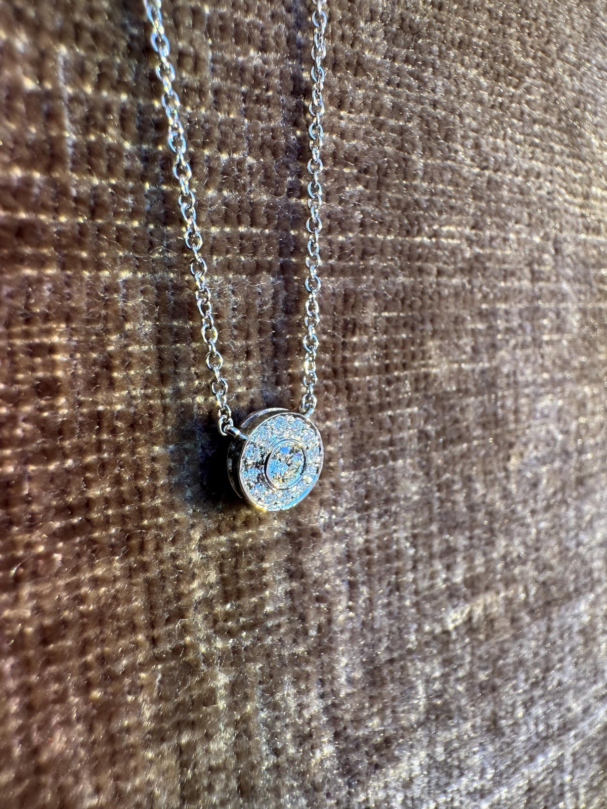 Solid Platinum Tiffany & Co. Diamond Halo Pendant