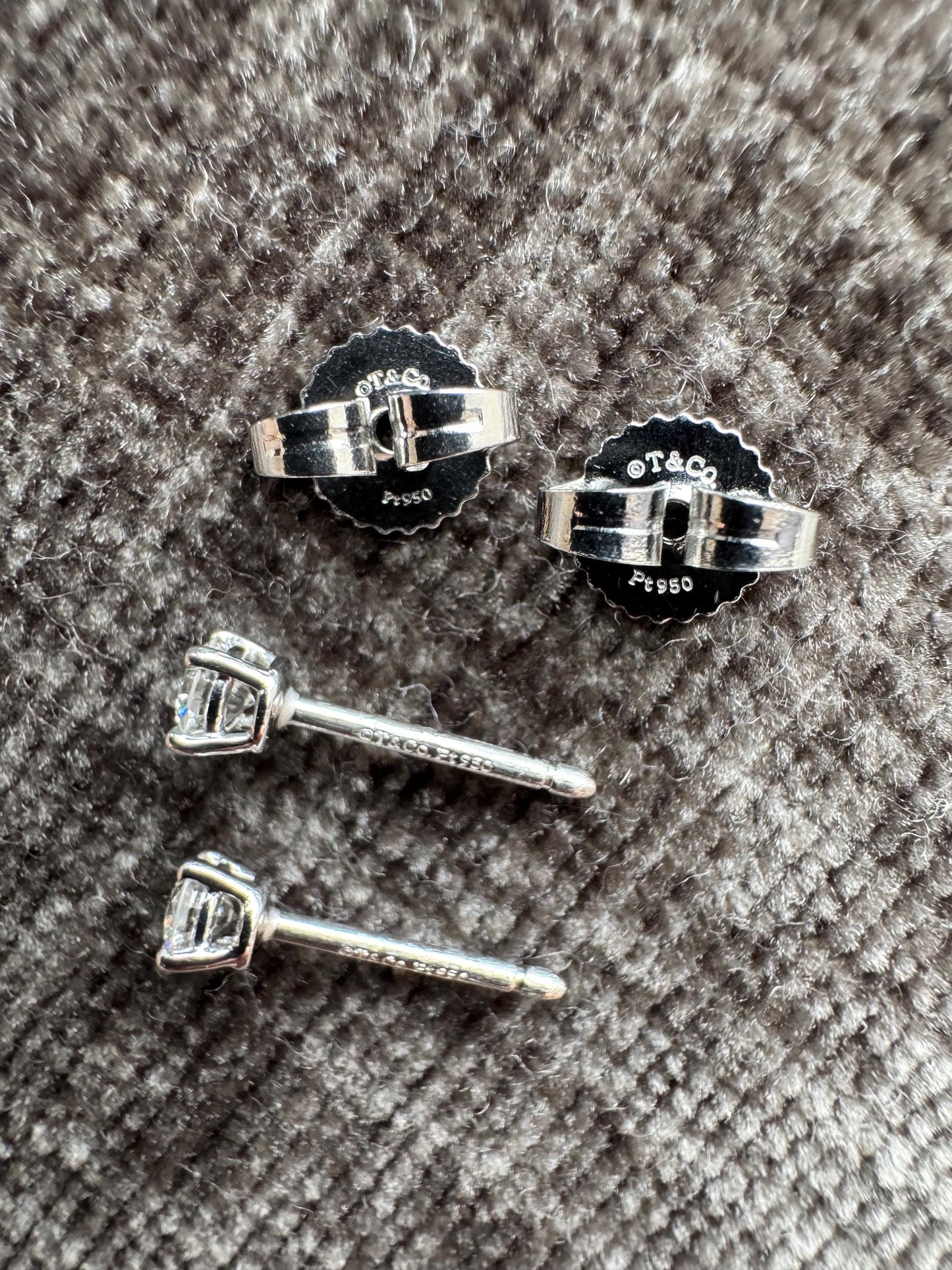 New Tiffany & Co. Platinum Diamond Stud Earrings .22ctw