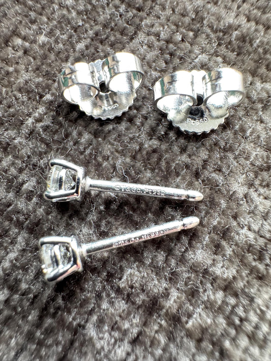New Tiffany & Co. Platinum Diamond Stud Earrings .22ctw