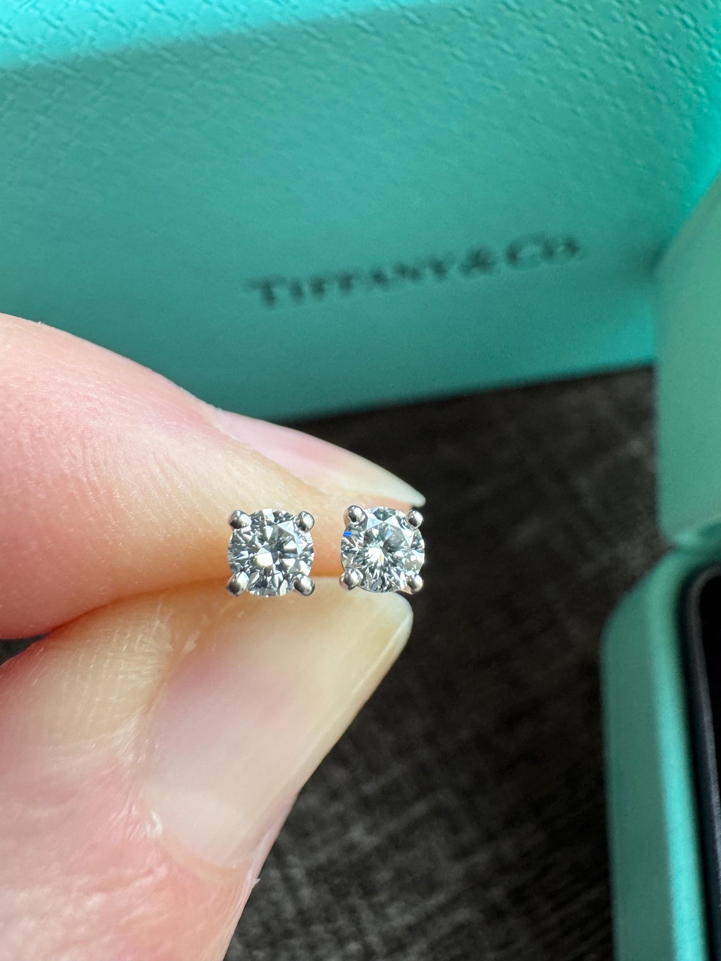 New Tiffany & Co. Platinum Diamond Stud Earrings .22ctw