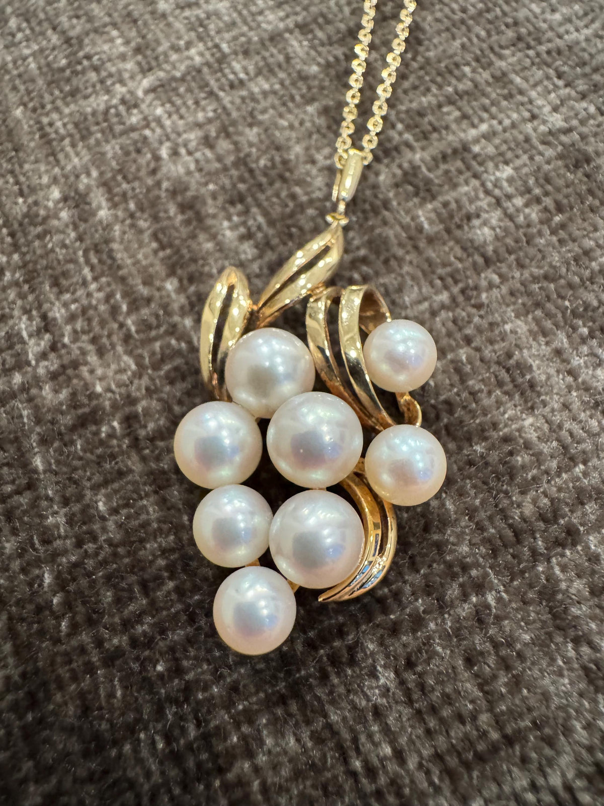 Vintage 14k Solid Yellow Gold Mikimoto Akoya Pearl Pendant Necklace