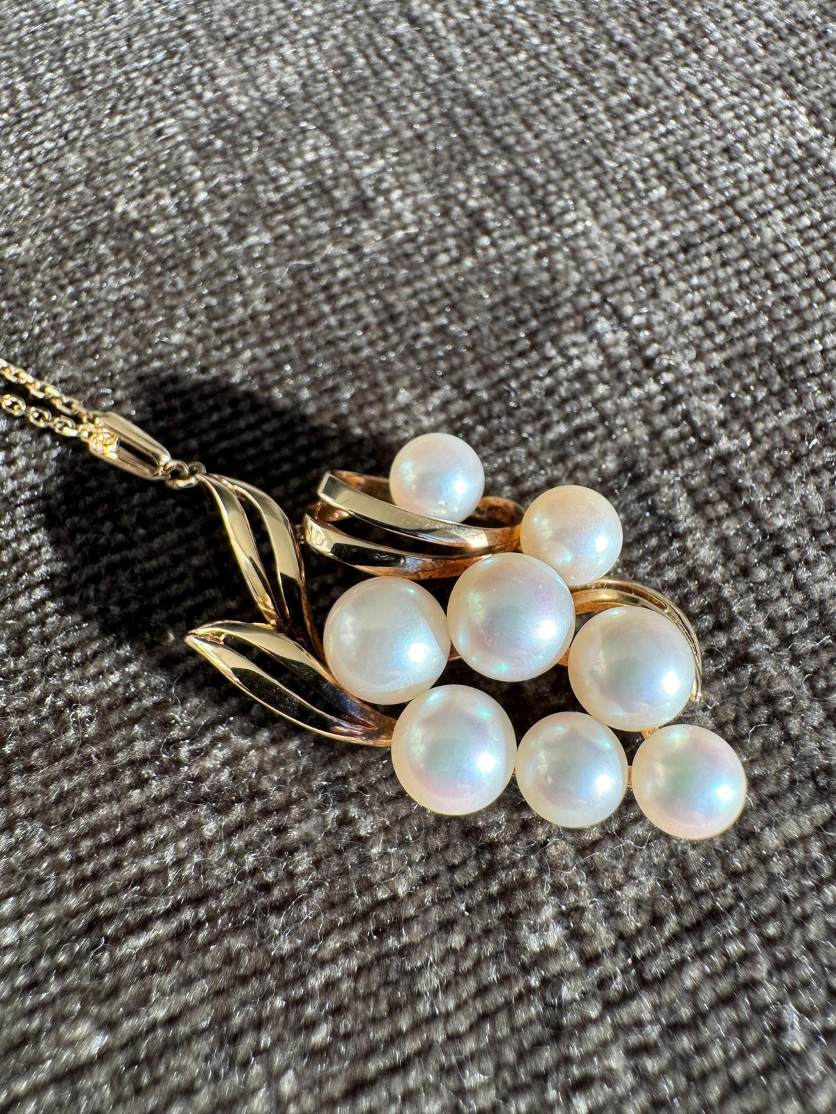 Vintage 14k Solid Yellow Gold Mikimoto Akoya Pearl Pendant Necklace