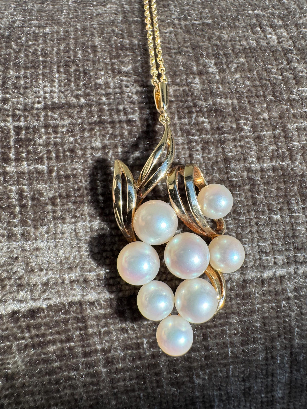 Vintage 14k Solid Yellow Gold Mikimoto Akoya Pearl Pendant Necklace
