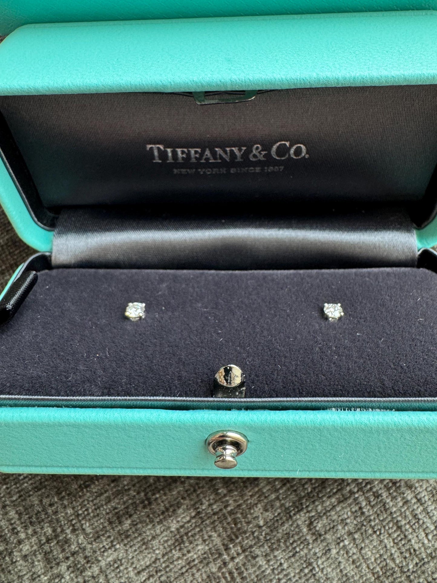 New Tiffany & Co. Platinum Diamond Stud Earrings .22ctw