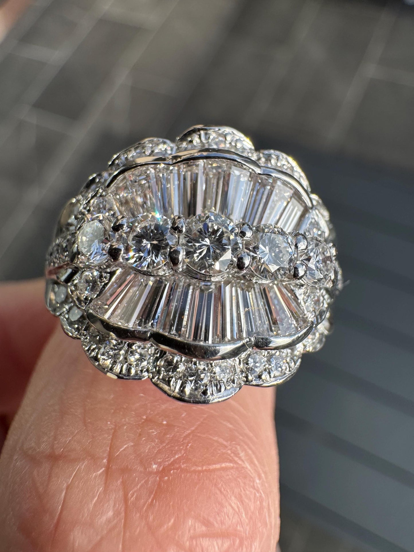 Vintage Platinum Diamond Cocktail Ring