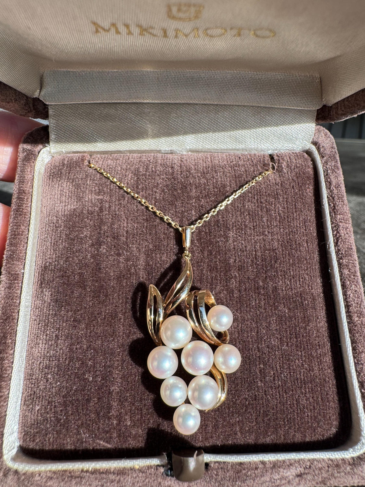 Vintage 14k Solid Yellow Gold Mikimoto Akoya Pearl Pendant Necklace