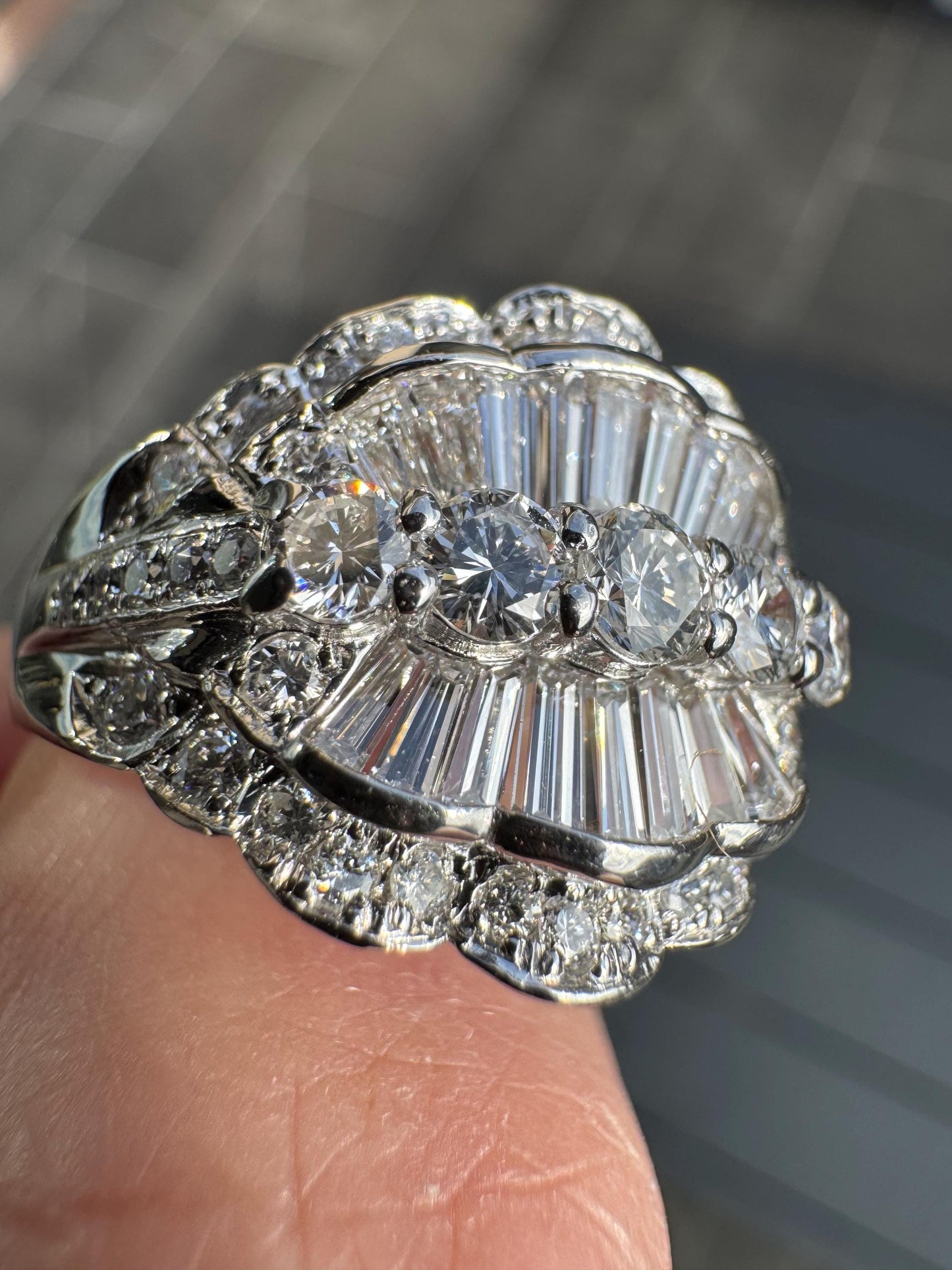 Vintage Platinum Diamond Cocktail Ring