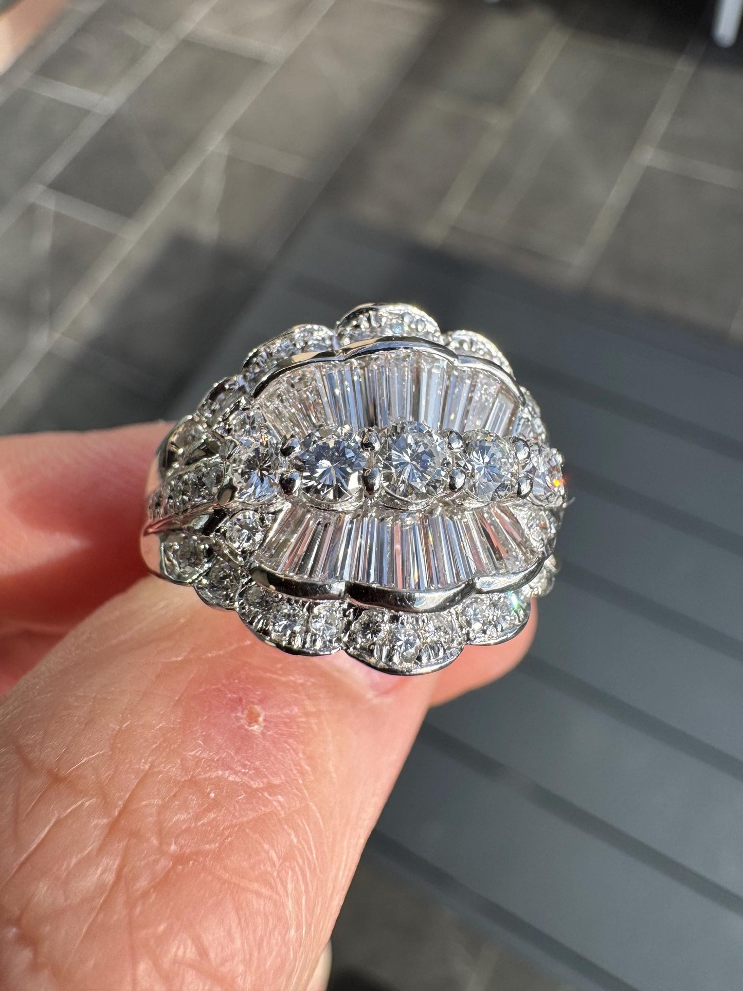 Vintage Platinum Diamond Cocktail Ring