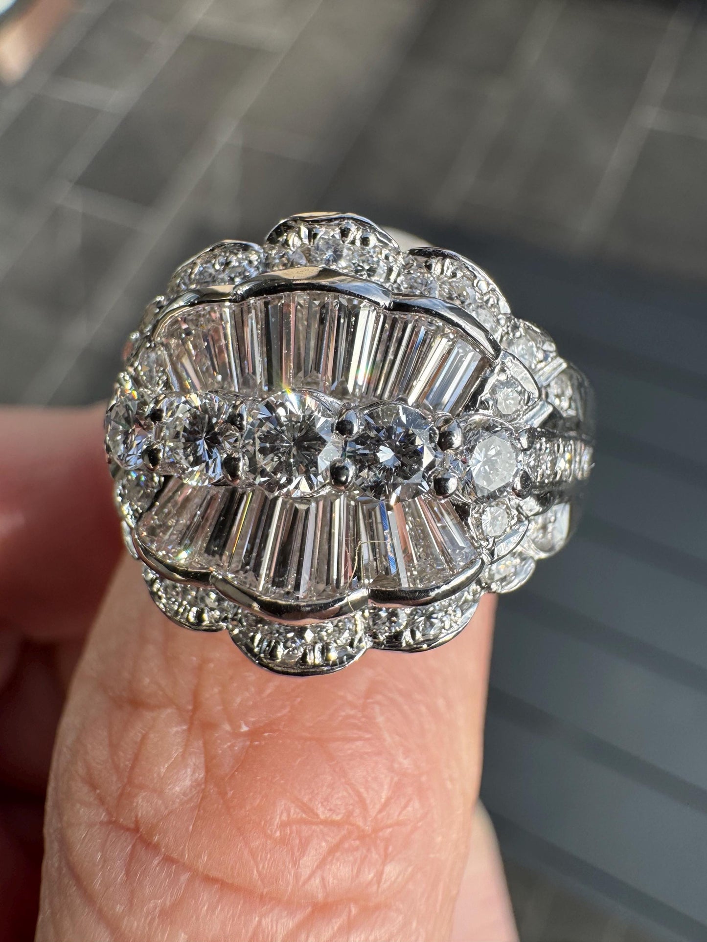 Vintage Platinum Diamond Cocktail Ring