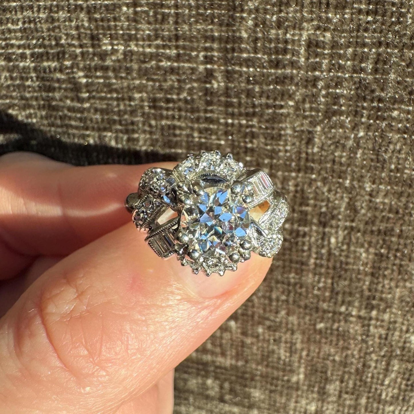 Estate 2 Carat Natural Diamond & Platinum Cluster Ring