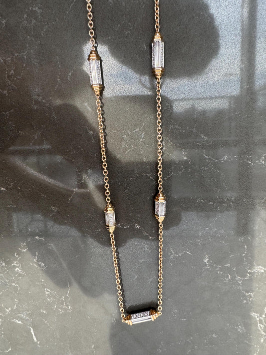 Vintage 18k Yellow & White Gold Picchiotti Diamond Station Necklace