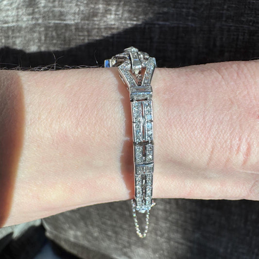 Vintage Hamilton Platinum Diamond Bracelet Watch, 3.00 ctw, Art Deco