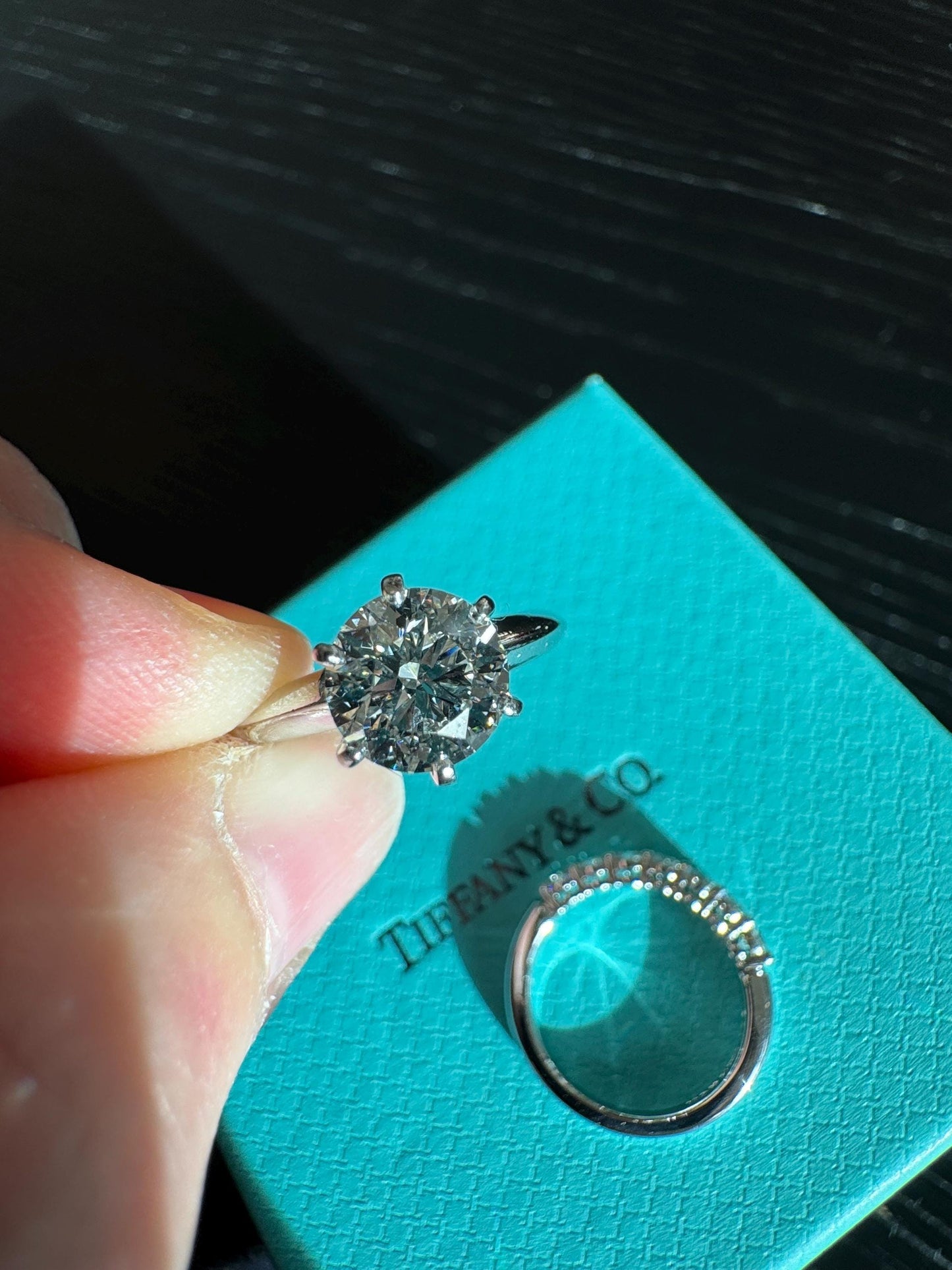 Estate Tiffany & Co Natural Diamond Engagement Ring and Matching Diamond Bands