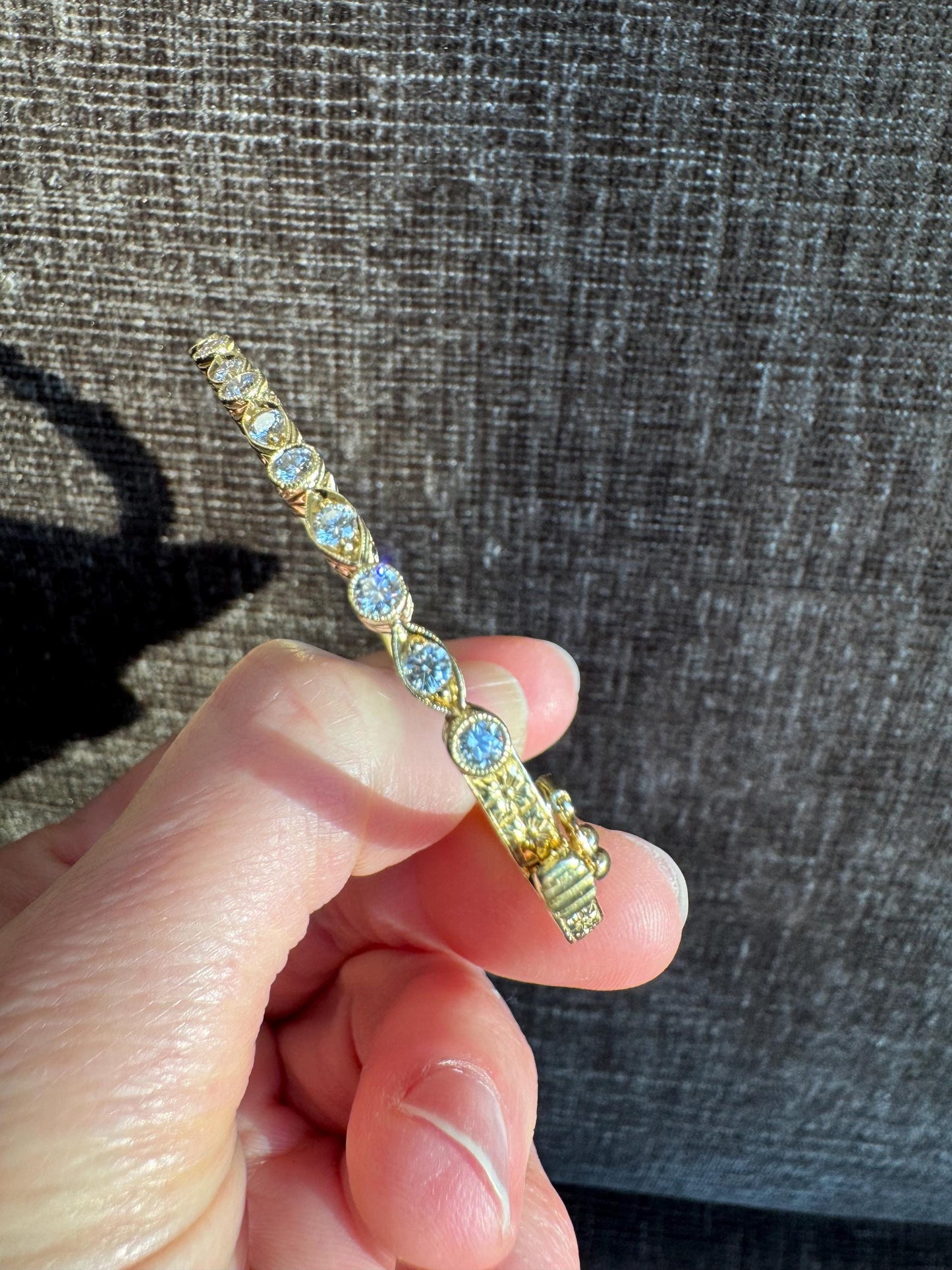 Vintage Penny Preville 18k Yellow Gold Diamond Oval Bangle