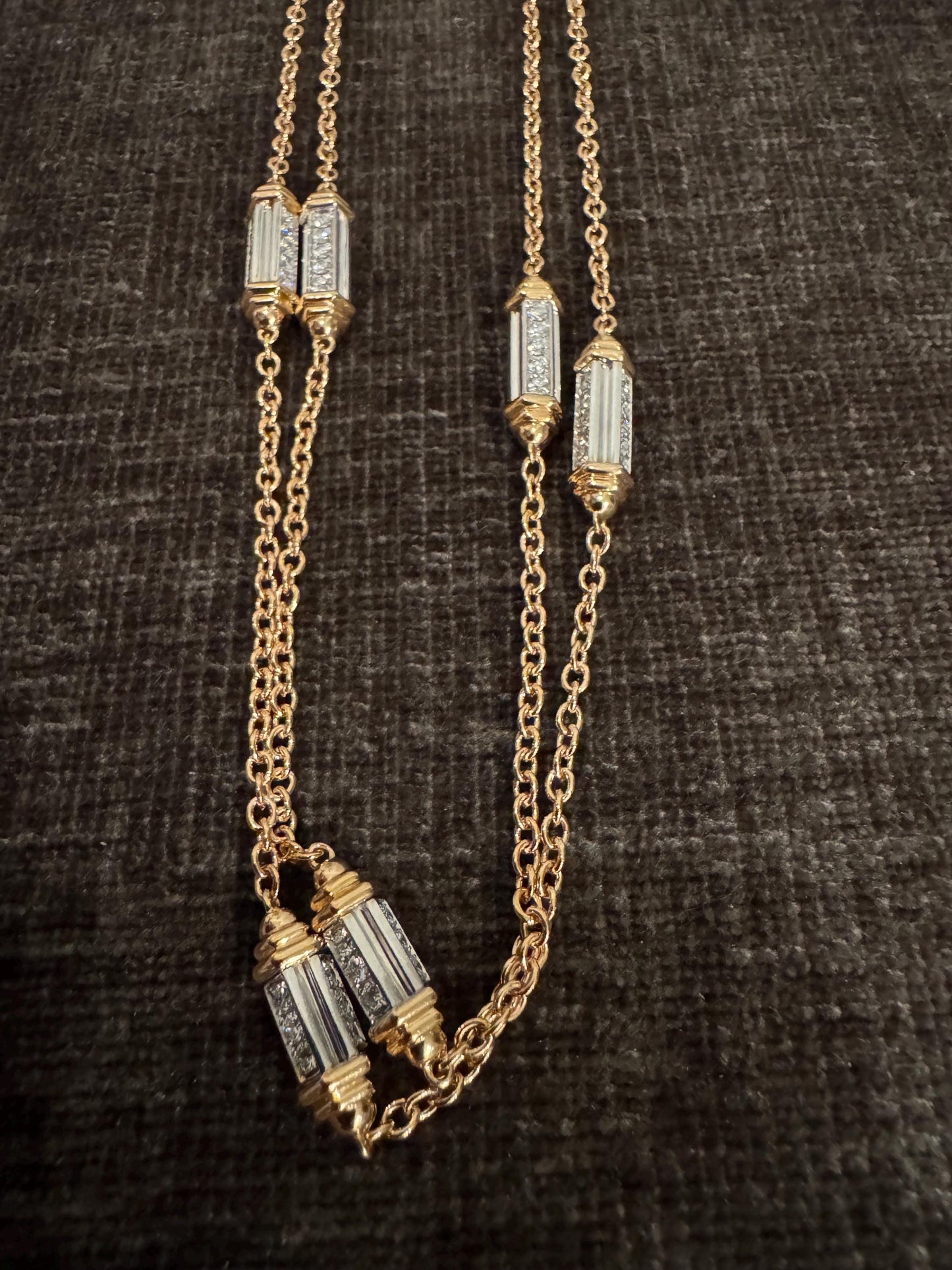 Vintage 18k Yellow & White Gold Picchiotti Diamond Station Necklace